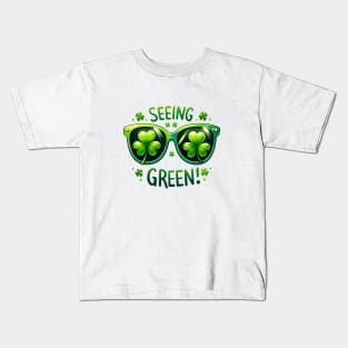 Seeing Green! - St. Patrick's Day Clover Glasses Kids T-Shirt